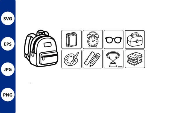 Backpack Icons Line Art Vector Graphics