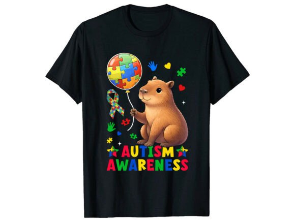 Cute Capybara Autism Awareness T-Shirt Graphics