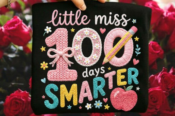Faux Yarn Little Miss 100 Days Smarter