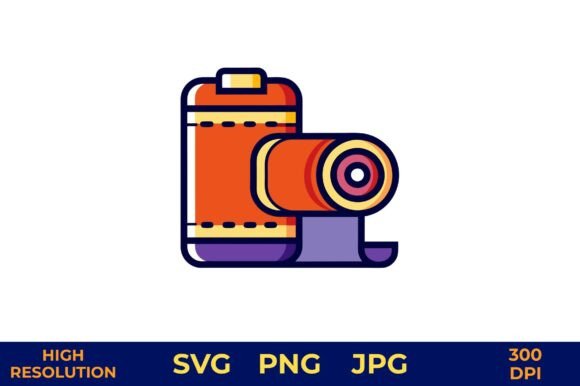 Film Roll and Backpack Vector Design