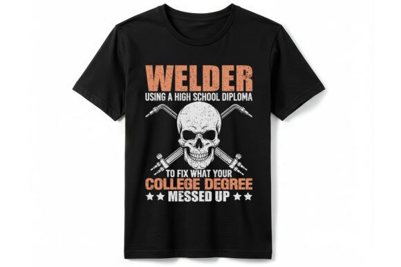 Funny Welder Skull T-shirt Design Graphics