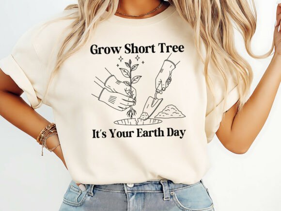 Grow Short Tree Earth Day T-Shirt Graphics