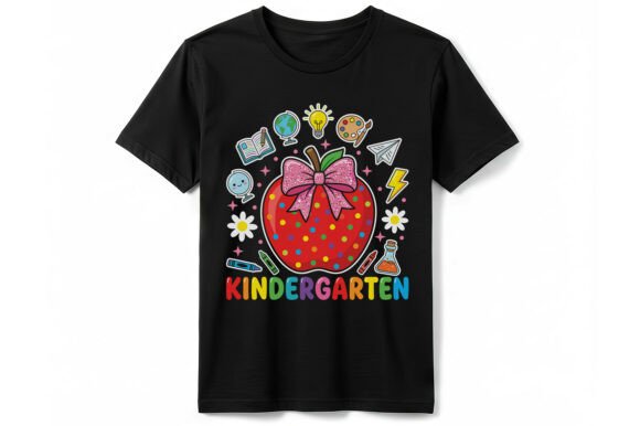 Kindergarten Apple Bow T-Shirt Graphics and T-Shirt Designs
