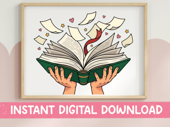 Open Book Hands Flying Pages Art Graphics