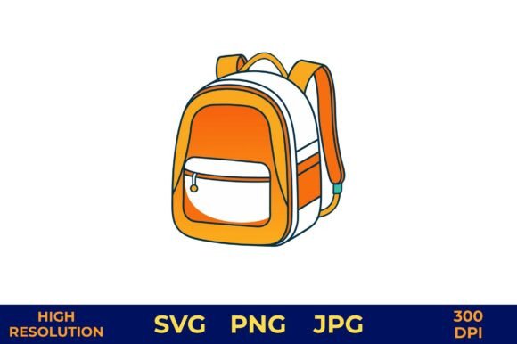 Orange and White Backpack Illustration Graphics