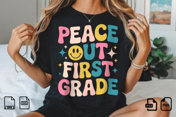 Peace Out First Grade T-shirt Design Graphics