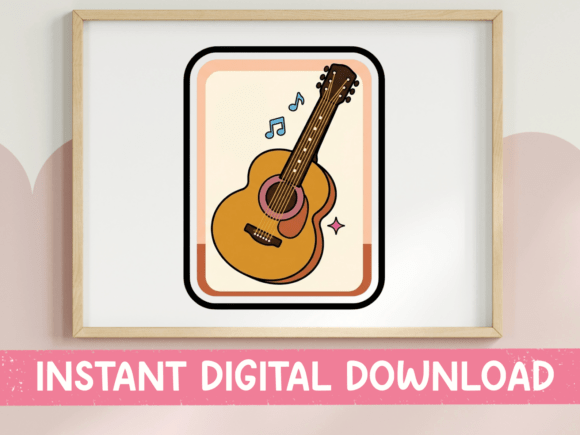 Retro Acoustic Guitar Music Art Graphics