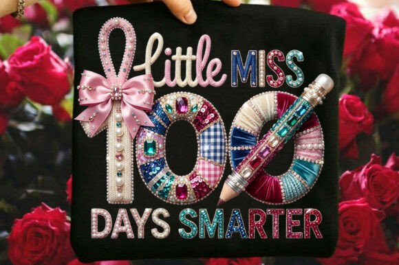 Rhinestone Little Miss 100 Days Smarter Graphics