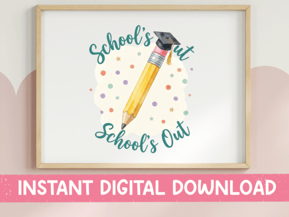 Schools Out Pencil Graduation Cap Design Graphics