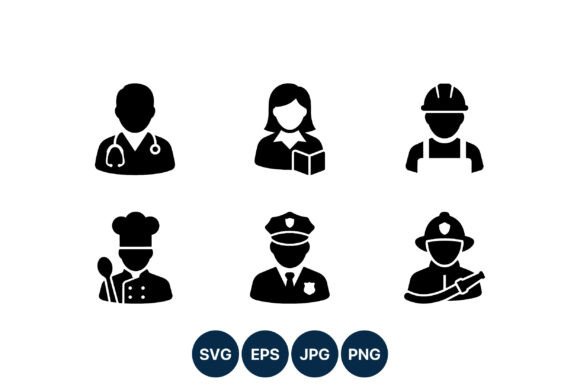 Silhouette Professional Icons Set for Graphics and Illustrations