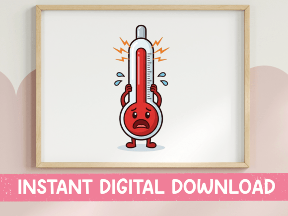 Stressed Thermometer Kawaii Character Graphics