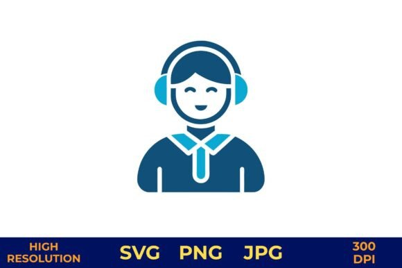 Student Interpreter with Headset Graphics and Illustrations