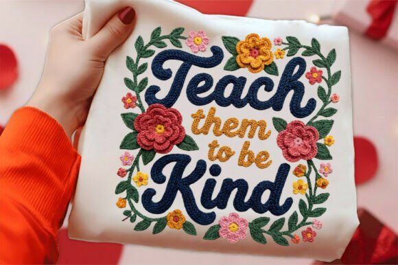 Teach Them to Be Kind Faux Yarn T-Shirt: Graphics for Commercial Use