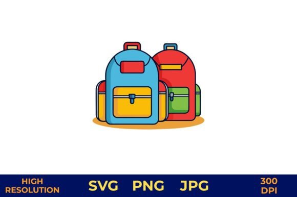Two Vibrant Backpacks in Vector Graphics