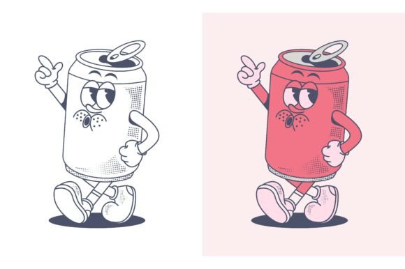 Vintage Beer Can Mascot Character Design Graphics