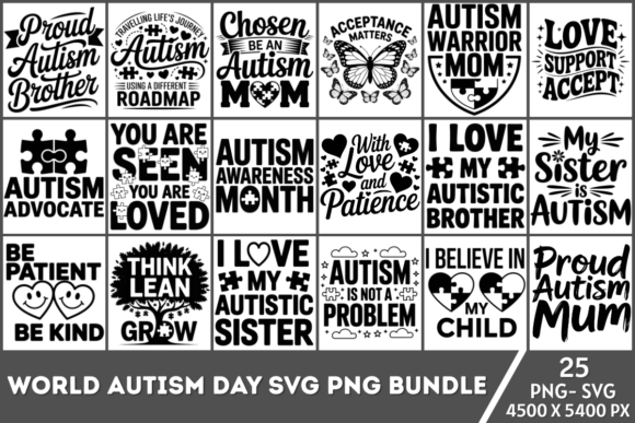 World Autism Day SVG PNG Bundle